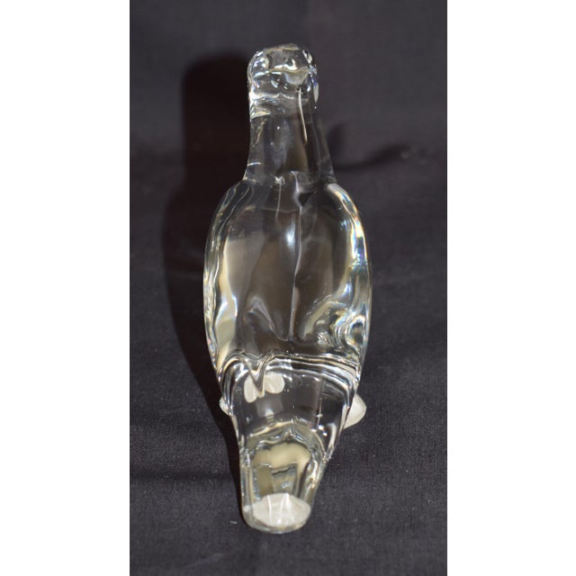 Glass Vintage Baccarat France Clear Crystal Parrot Figurine Signed Art Glass Bird 4" For Sale - Image 7 of 15