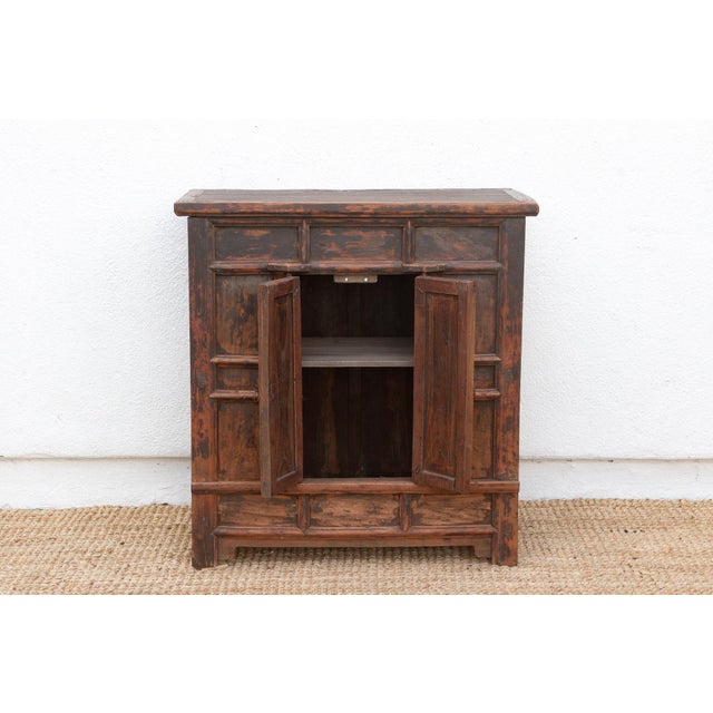 Brown Antique Provincial 2 Door Rustic Asian Cabinet For Sale - Image 8 of 11