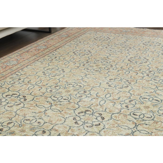 1970s Vintage Turkish Oushak Handmade Wool Cotton Beige Area Rug For Sale - Image 10 of 12