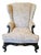 Antique Black Japanned & Gilt Chinoiserie Queen Anne Revival Wingback Chair, Circa 1900 For Sale