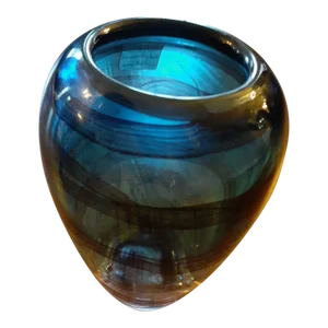 1980s Hand Blown Art Glass Made in Poland Blue/Amethyst Vase