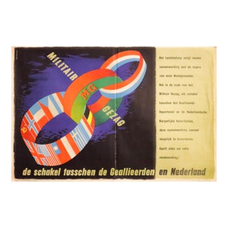 1947 Dutch Political Poster (The Link Between the Allies and the Netherlands, Military Authority) - Henrion For Sale