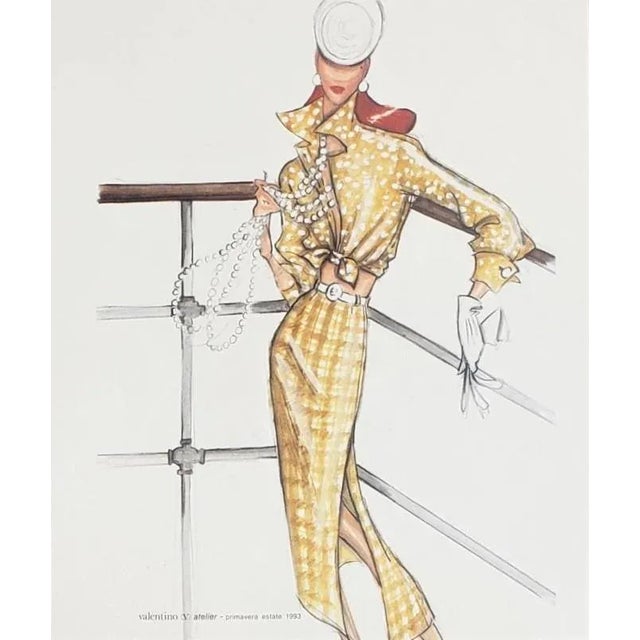 1990s 1993 Valentino Italian Fashion Prints-Set of 2, Matted For Sale - Image 5 of 8