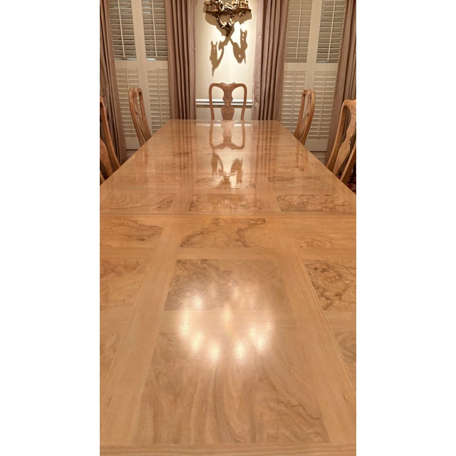 Transitional 2000s Drexel Heritage Dining Room Table and 6 Armless Upholstered Chairs For Sale - Image 3 of 4