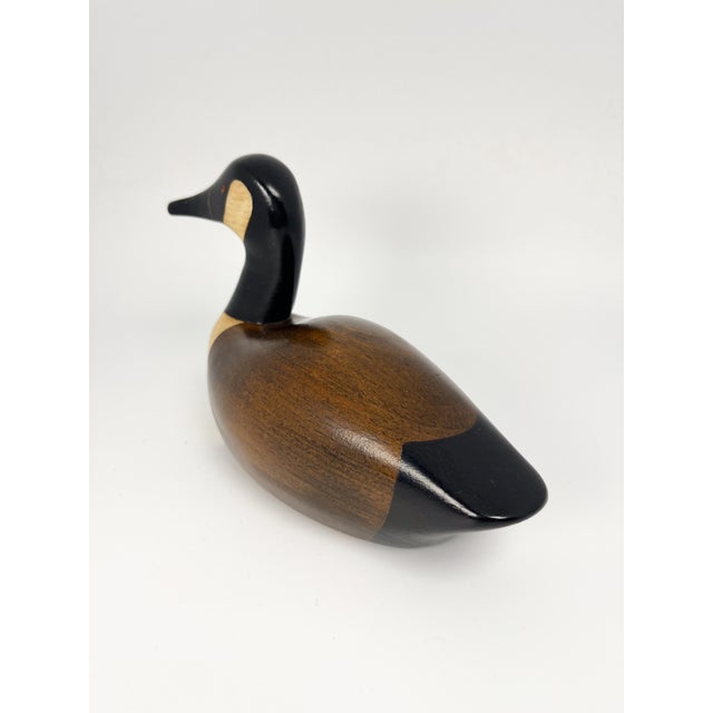 Cabin Vintage Hand Carved 7.5" Wood Canada Goose Decoy by Jim Harkness For Sale - Image 3 of 14