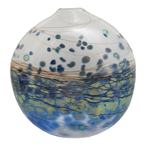 Donald Carlson Pacific Nw Blue Green Studio Art Glass Spherical Vase