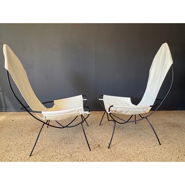 New Leather and black matte powder coating vintage Sling chairs Designed by Jerry Johnson.