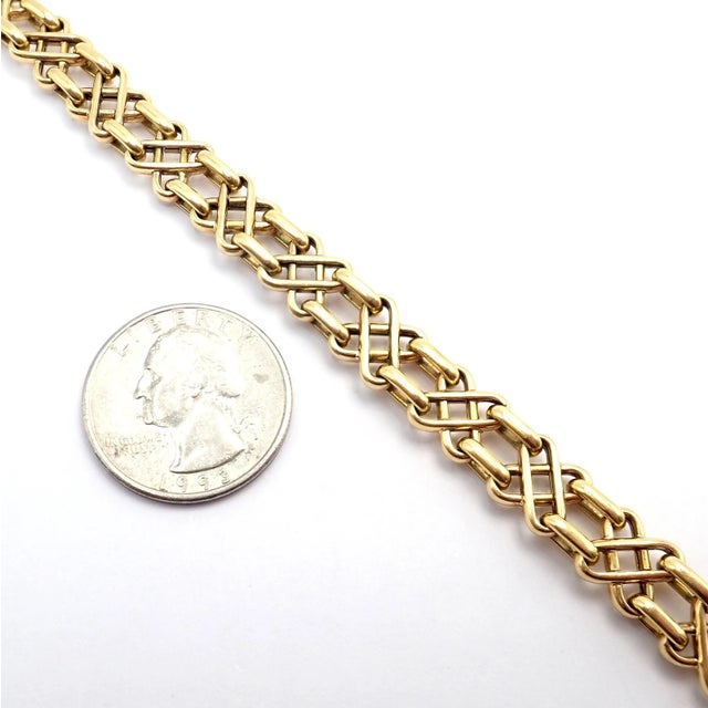 1990s Authentic Vintage Tiffany & Co. Yellow Gold Basket Weave Bracelet For Sale - Image 5 of 8