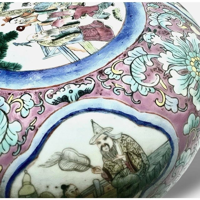 Antique Chinese Famille Rose Medallion Covered Box Double Bowl 11” For Sale - Image 12 of 15