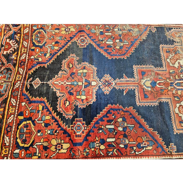 19th Century Persian Farahan Gallery Rug, Hand-Knotted Wool, Geometric Pattern, Red & Navy, 5x10 For Sale - Image 17 of 17