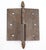 This right handed door hinge is made of cast iron with brass acorn tips, a lift off knuckle, and a template hole pattern....