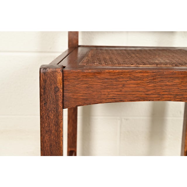 Brown Lifetime Furniture Antique Mission Oak and Cane Arts & Crafts Dining Chairs, Set of Five For Sale - Image 8 of 11