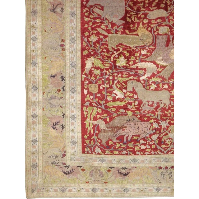 A first quarter of the 20th century Turkish Kayseri pictorial carpet depicting a hunting ground.