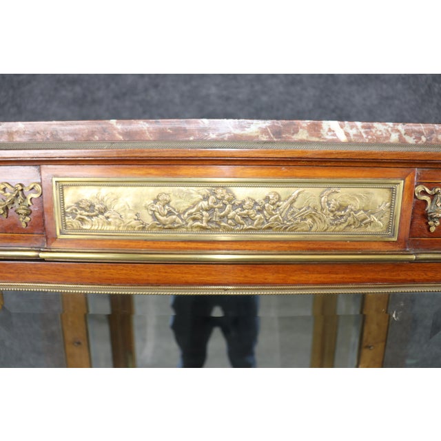 French Francois Linke French Louis XV Style Bronze Mounted Narrow Vitrine C. 1915 For Sale - Image 3 of 16