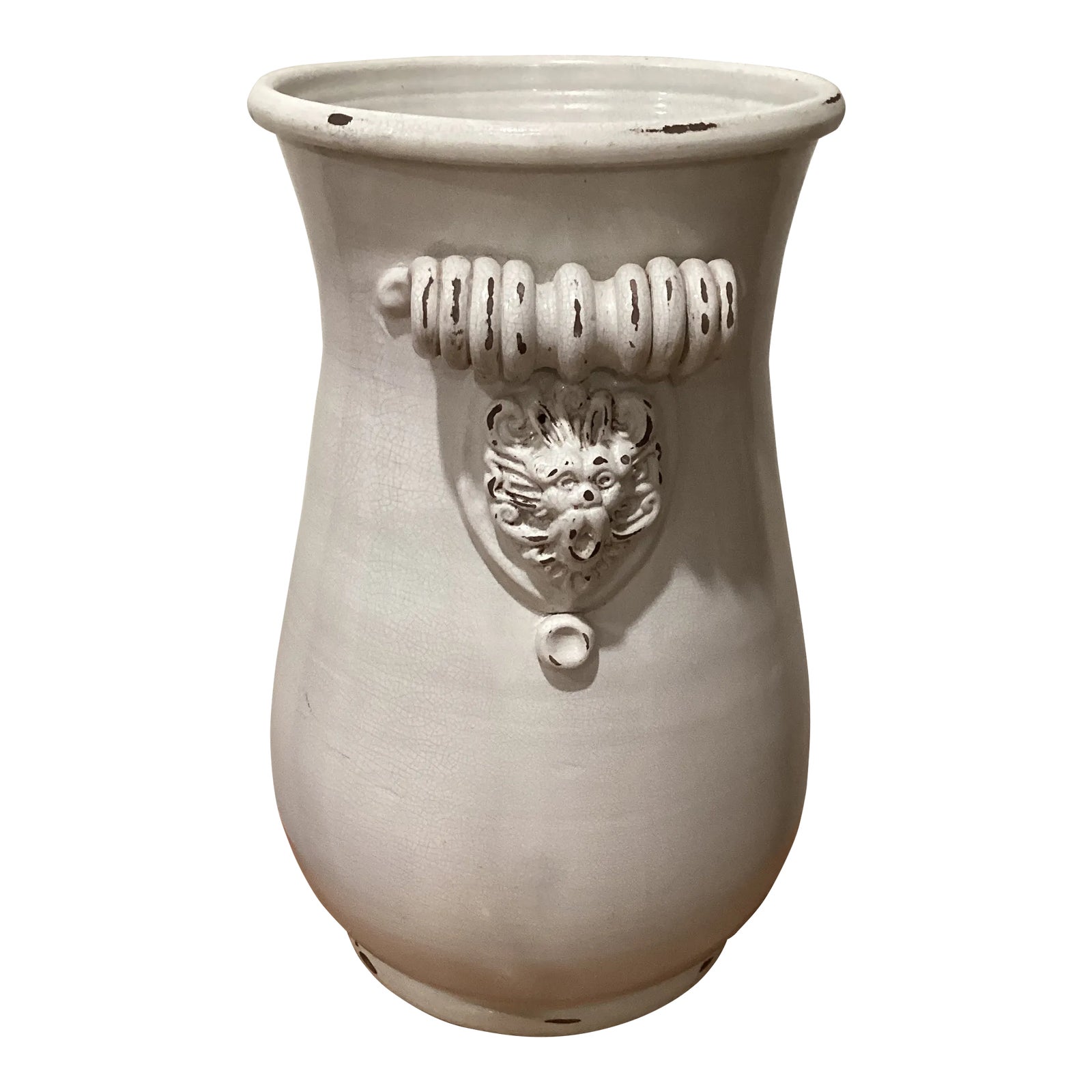 Large Scale Late 20th Century Crackle Craze Italian Pottery White Jug