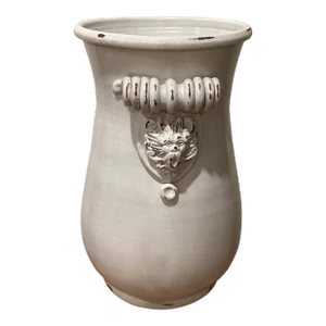 Large Scale Late 20th Century Crackle Craze Italian Pottery White Jug /Vase, Artist Signed