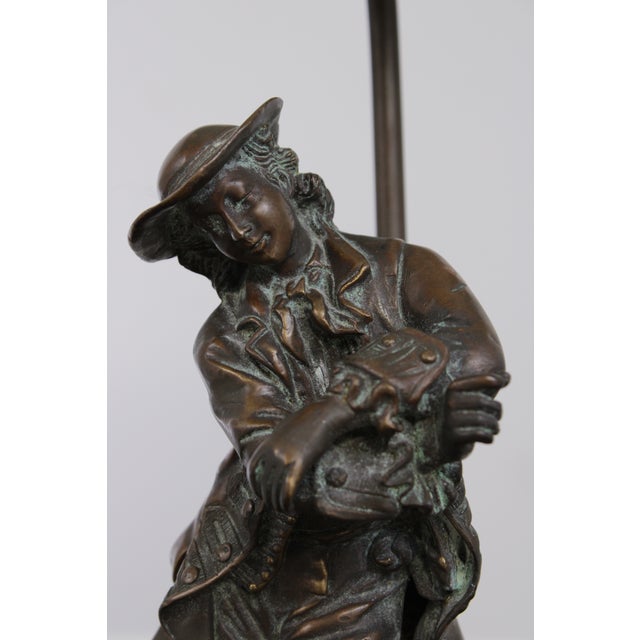 Metal Theodore Alexander Bronze Sculpture of Man Table Lamp For Sale - Image 7 of 16