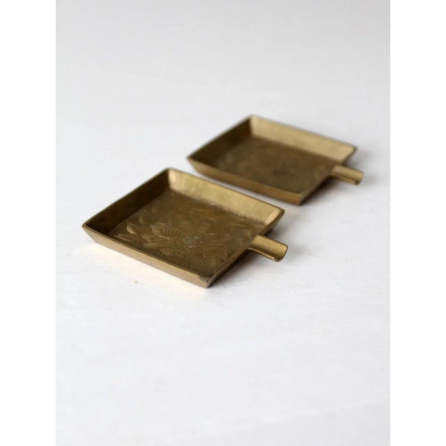 Metal Vintage Brass Ashtray Pair For Sale - Image 7 of 11