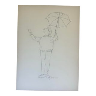 “Catching the Rain” Original Pencil Drawing by Nancy Smith For Sale