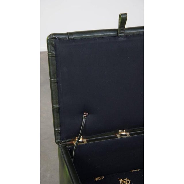 Chesterfield Ottoman in Green Cowhide Leather For Sale - Image 9 of 12