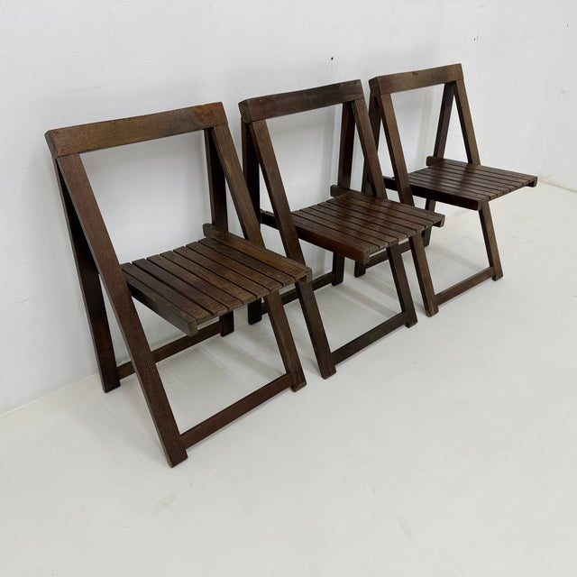 Vintage Wooden Folding Chairs by Aldo Jacober for Alberto Bazzani, 1960s, Set of 3 For Sale - Image 6 of 18