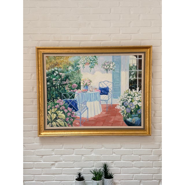 "Patio Scene" Oil Painting by Lloyd Van Pitterson For Sale - Image 13 of 13