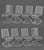 Set of Eight Mid-Century Modern Style Clear Acrylic "Z" Dining Chairs, with beveled edges. 34.5" H x 16" W x 20.5" D;...