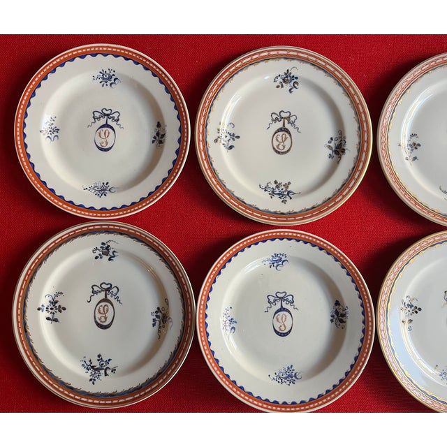 Antique 19th Century French Samson Porcelain Plates Chinese Export Style S Initial Monogram Crest - Set of 6 For Sale - Image 11 of 15