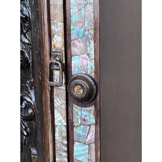 18th Pair of Spanish Walnut Nightstands With Marble Top and Inlays For Sale - Image 11 of 13