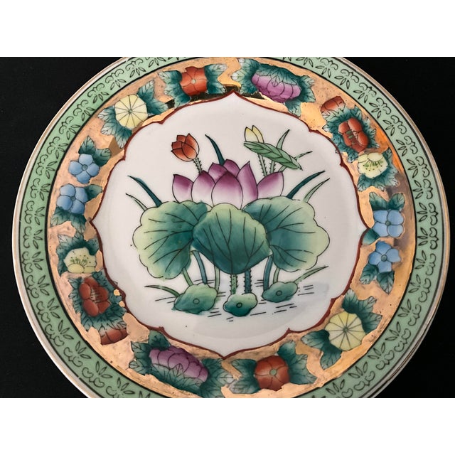 Ceramic Late 20th Century Imported Decorative Lotus Plate For Sale - Image 7 of 8