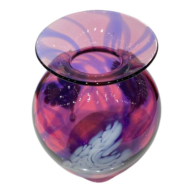 Contemporary David Lindsay Art Glass Vase Hearts Pink Purple California Decor Nourot Student For Sale - Image 3 of 13
