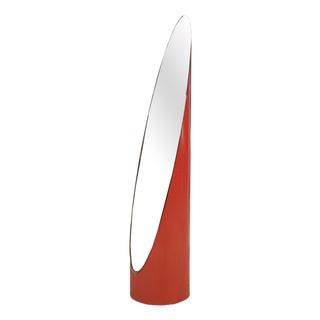 Vintage Lipstick Mirror in Red Lacquered Fiber, 1970s For Sale
