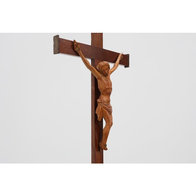 Table Crucifix with Carved Wooden Corpus on Ball and Plinth, Belgium, 1900s For Sale - Image 4 of 12