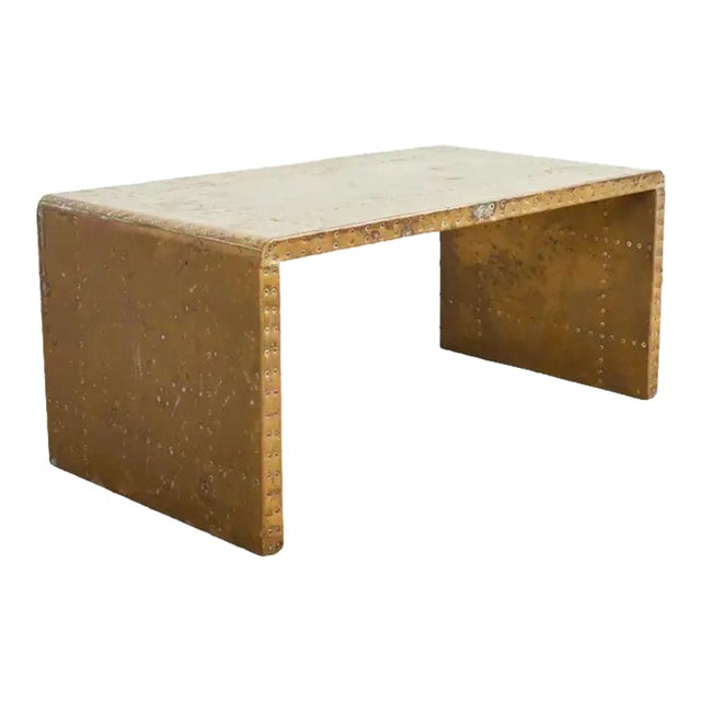 Midcentury Sarreid Patinated Brass Waterfall Cocktail Table For Sale