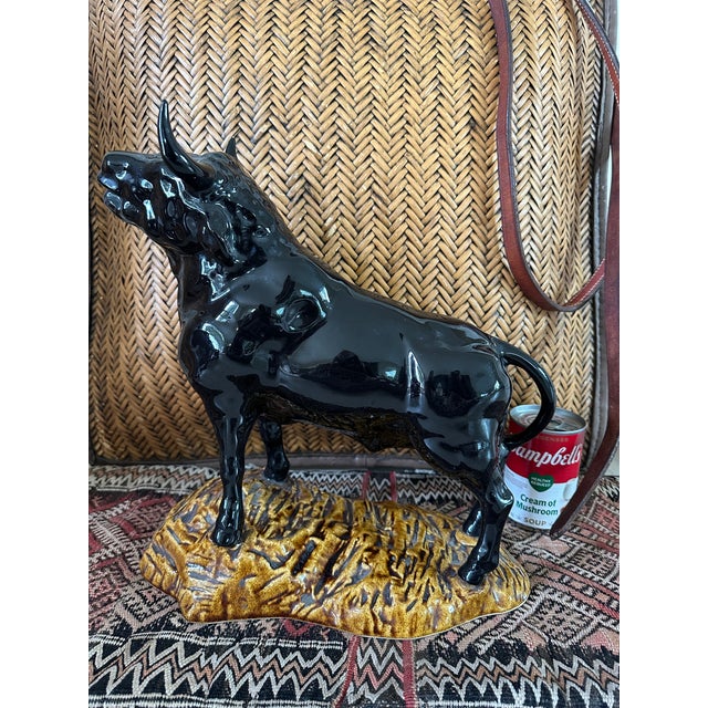 Vintage 13” Mid-Century Ceramic Bull Sculpture For Sale - Image 13 of 16