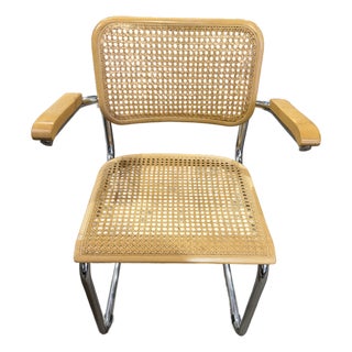 Attributed to Knoll X Marcel Breuer Natural Beachwood "Cesca" Armchair For Sale