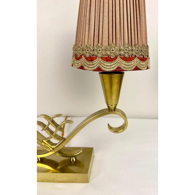 Metal Pair of French Art Deco Table Lamps Attributed to Jules Leleu, Circa 1930 For Sale - Image 7 of 8