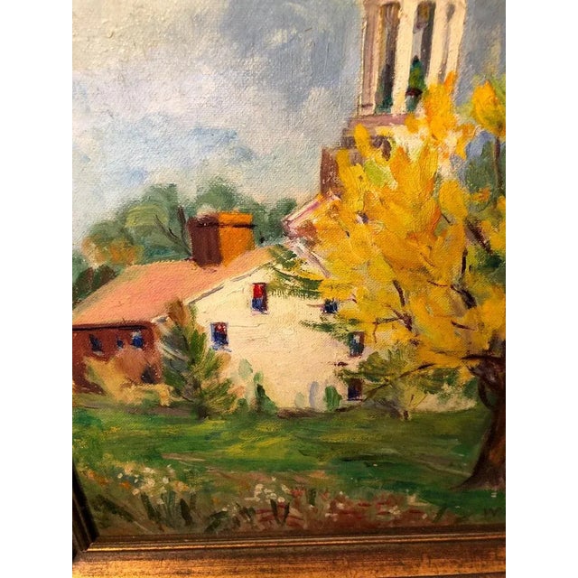 Pastoral Oil on Board of Church For Sale - Image 10 of 13