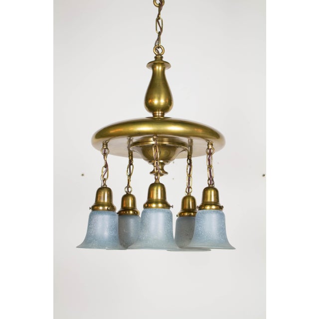 Antique Brass Blue Hanging Glass Light Chairish