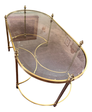 Mid 20th Century French Neoclassical Hollywood Regency Maison Jensen Style Oval Coffee Table