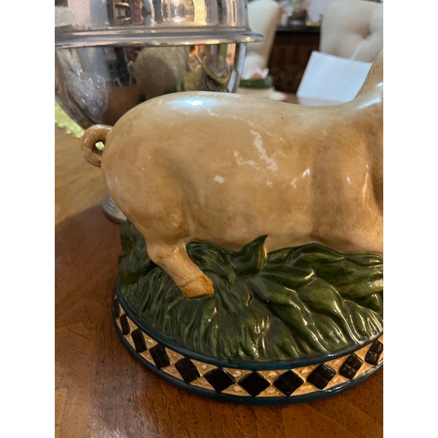1970s Ceramic Rustic Style Pig Decorative Piece For Sale - Image 4 of 5