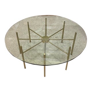 Lawson Fenning Brass Radial Coffee Table With Glass Top For Sale