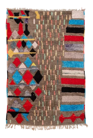 Vintage Multicolor Boujad Moroccan Handmade Wool Rug