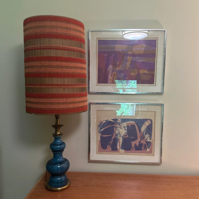 1970s Modernist Abstract Expressionist Framed Pair of Prints Blue Purple Signed For Sale In New York - Image 6 of 13