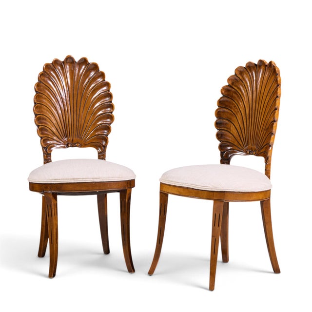Hollywood Regency Venetian Grotto Hollywood Regency Style Scalloped Shell Back Dining Chairs - Pair For Sale - Image 3 of 10