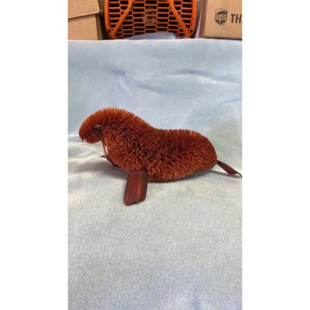 1970s Vintage Walrus Figurine Bottle Brush Brown For Sale - Image 5 of 12