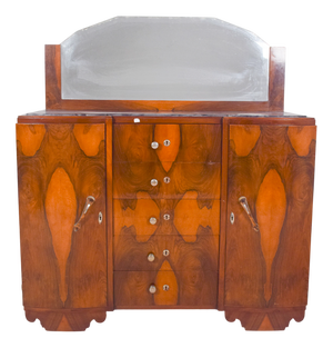 Vintage Portuguese Art Deco Mirror Sideboard, 1920
