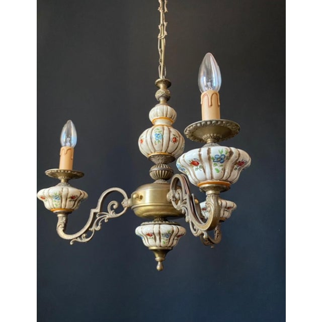 Metal Vintage Ceramic Chandelier, 1960s For Sale - Image 7 of 13