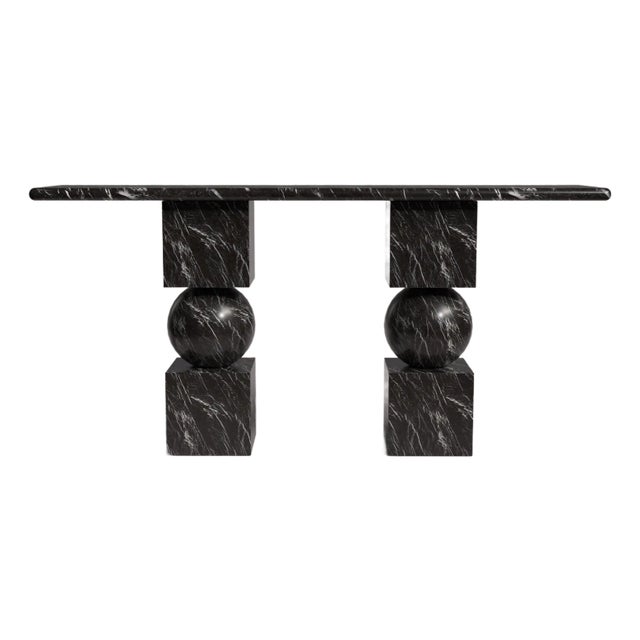 Axis Alexander Black Marble Console Table 63" For Sale