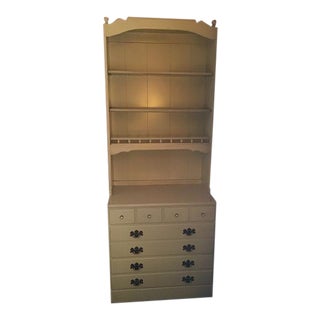 Ethan Allen Cabinet White Bookcase with Drawers For Sale